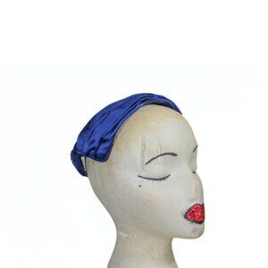 Vintage 1950s Blue Sateen Women's Hat by Vicki – Classic Mid-Century Elegance